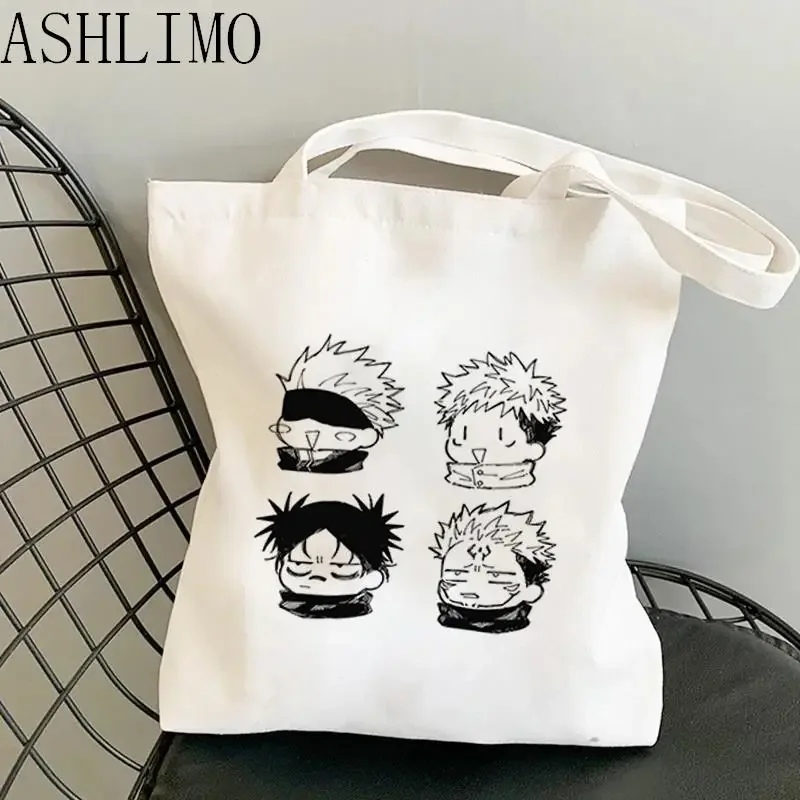 Anime Jujutsu Kaisen Women Bags Harajuku Y2k Shopping Bag Canvas Shopper Bag Reusable Tote Bag Handbags Shoulder Bag Collapsible