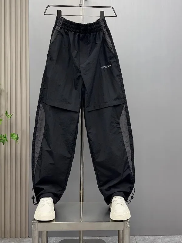 

Trendy plus Size 300 Pou Summer Sports Pants Men's Faion Patchwork Workwear Loose Casual Trousers Straight Leg High Waist