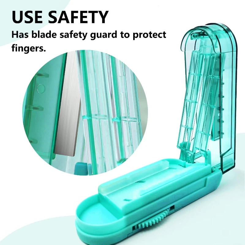 

Adjustable Pill Splitter Accurately Cuts Multiple Pills at Once. Sharp Blade with Safety Guard Non-Slip Silicone Edge for Pills