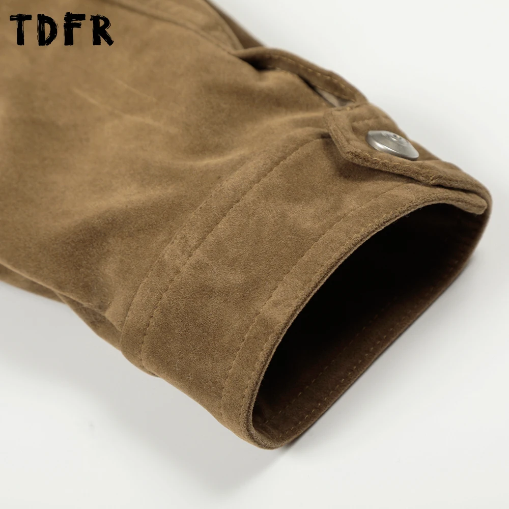 الرجعية جيب البضائع سترة رجالي بلون تقسم الخريف الشتاء التلبيب فضفاضة طويلة الأكمام ملابس خارجية رجل #4