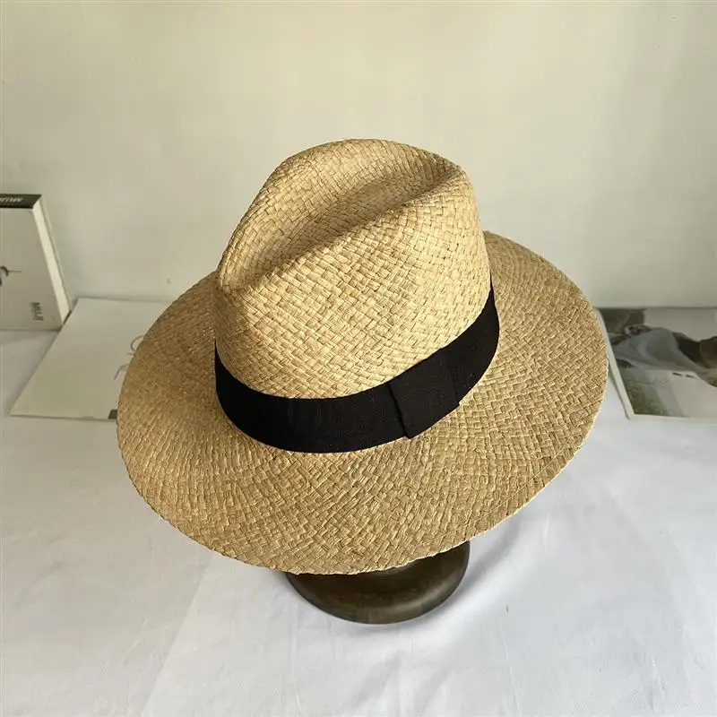 Summer Natural Raffia Sun Hat For Women Men Wide Brim Fashion Jazz Outdoor Vacation Beach Hat Panama