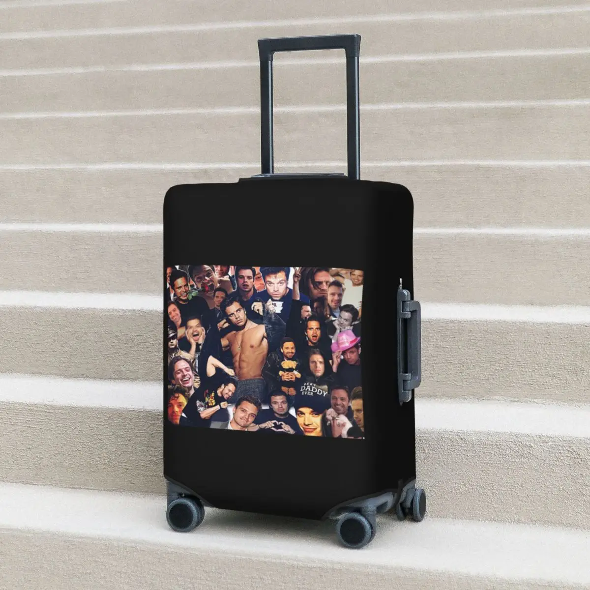 سيباستيان ستان (تصميم الكولاج) غطاء حقيبة حماية مرونة السفر الأمتعة حامي يغطي لمدة 18-32 بوصة