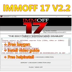 Newest Immo Off iMMOFF17 Software EDC17 Immo Off Ecu Program NEUROTUNING Immoff17 Disabler + install video + free help install