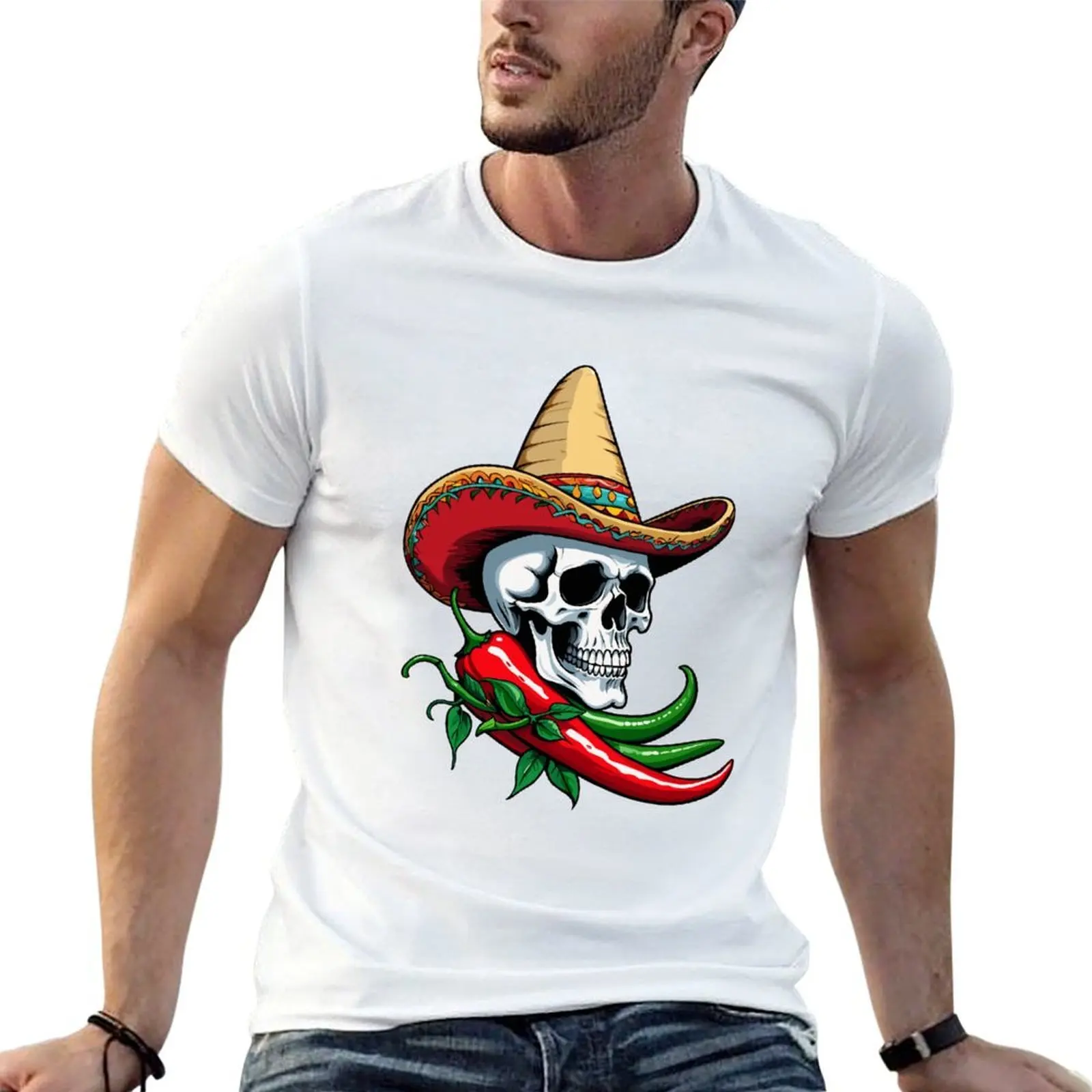 

Aesthetic Chili Skull Design Mexican Style T-Shirt t shirt man plain man t shirt summer T-Shirt