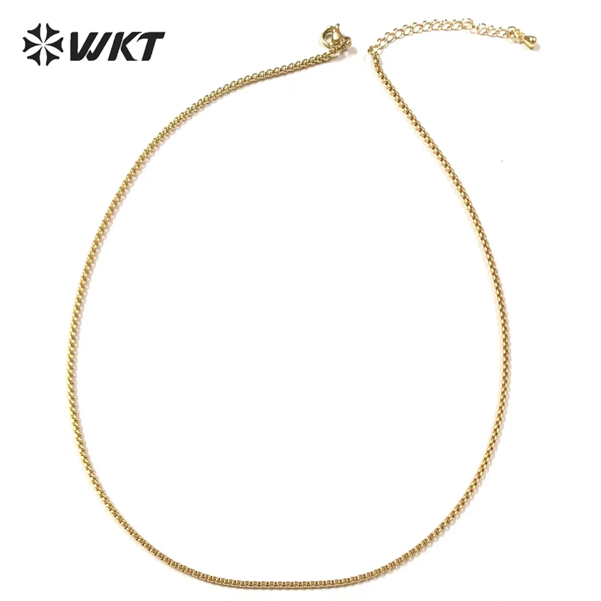 WT-BFN038 WKT Good Quality Box Chain Gold Plated Silver Plated Brass Necklace Simple Classic Style Unisex Jewelry Chain 5 pcs