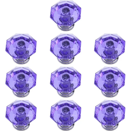 Imagen 2 del producto 10 Uds. Perillas de cristal para gabinete, perillas acrílicas con forma de diamante, tiradores de cajón rosa para tocador, paquete de perillas