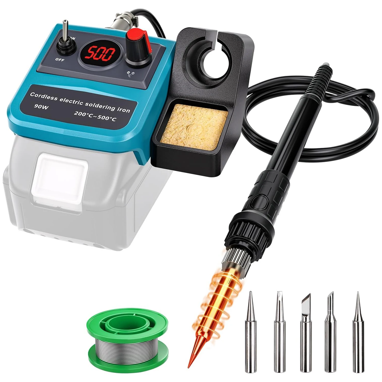 Kabelloser Lötkolben für Makita 18V Akku, 90W Lötstation-Set mit 5 Spitzen für Elektronik-Reparatur, DIY-Löten