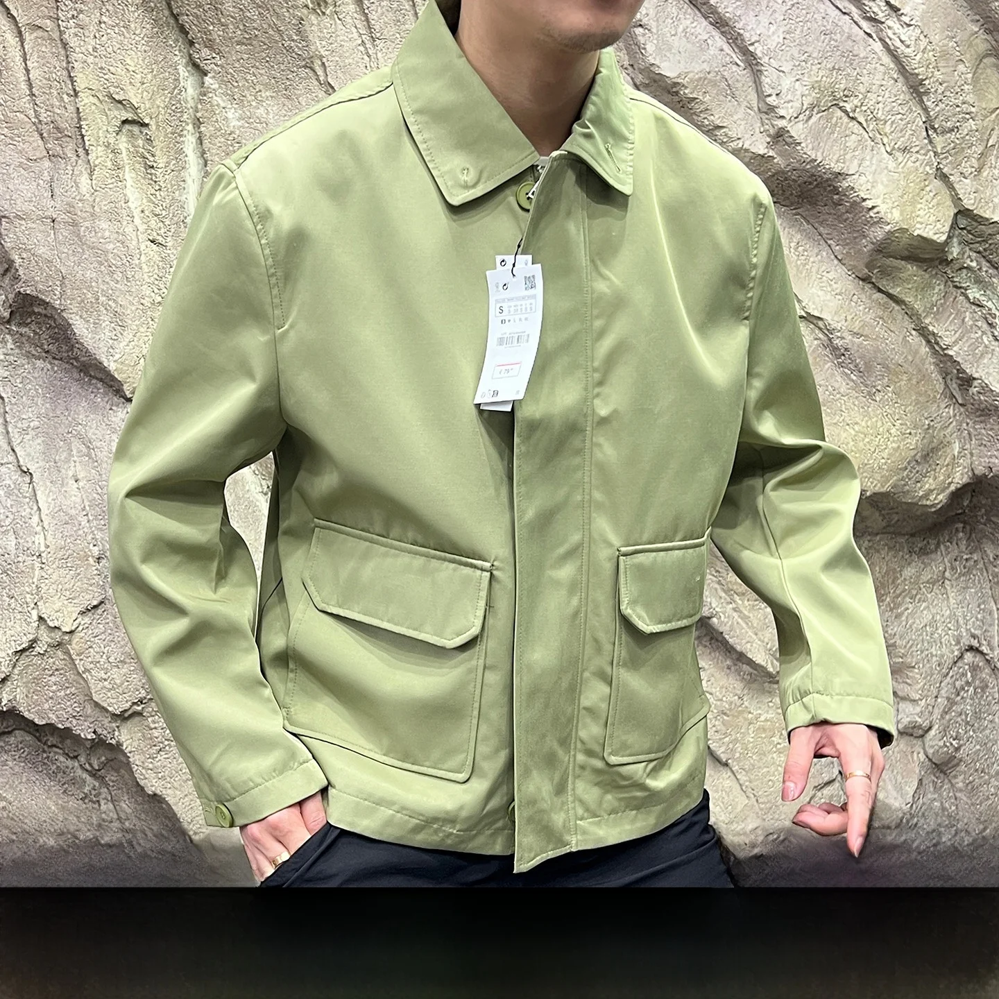 

Мужская модная универсальная верхняя одежда с лацканами, техническое волокно, осенняя подставка, уличная ветрозащитная молния