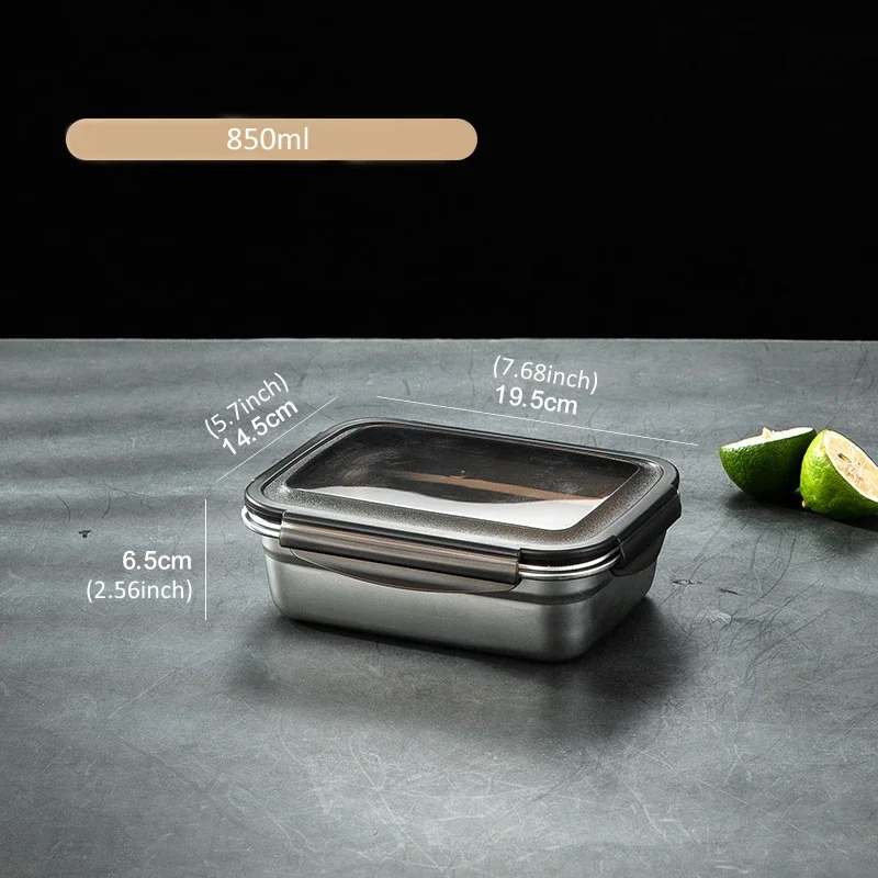 NONE 1x 304 Edelstahl Lunchbox Familien-Kühlschrank-Lebensmittelbehälter Tragbare Outdoor-Lunchboxen 7 Größen zur Auswahl 3