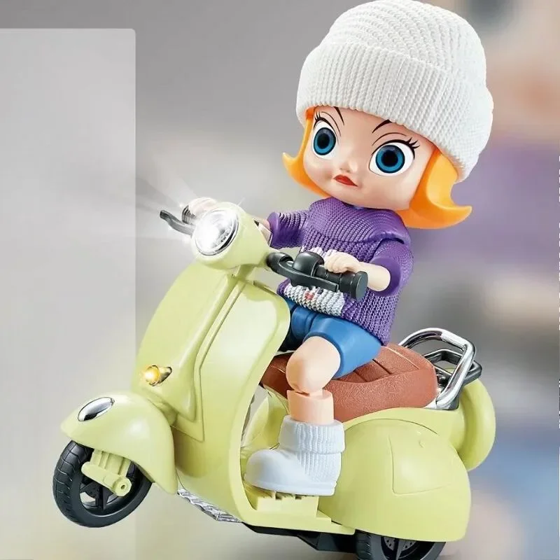 

Labubu Doll Mini Electric Motorcycle labubu Doll Accessories Fun Cute Doll Toys With Lights and Music DIY Kid Christmas Gift