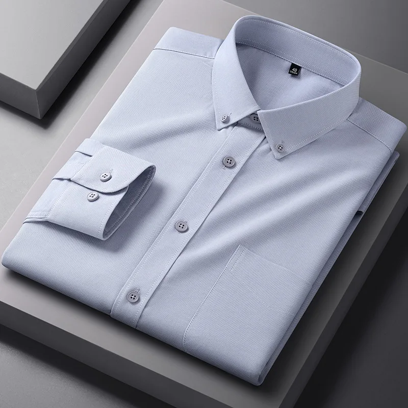 Modal High-end Anti-Wrinkle Men's Shirt Long Sleeves Slim Fit Camisa Social Business Formal Office Work white shirts Men S-4XL