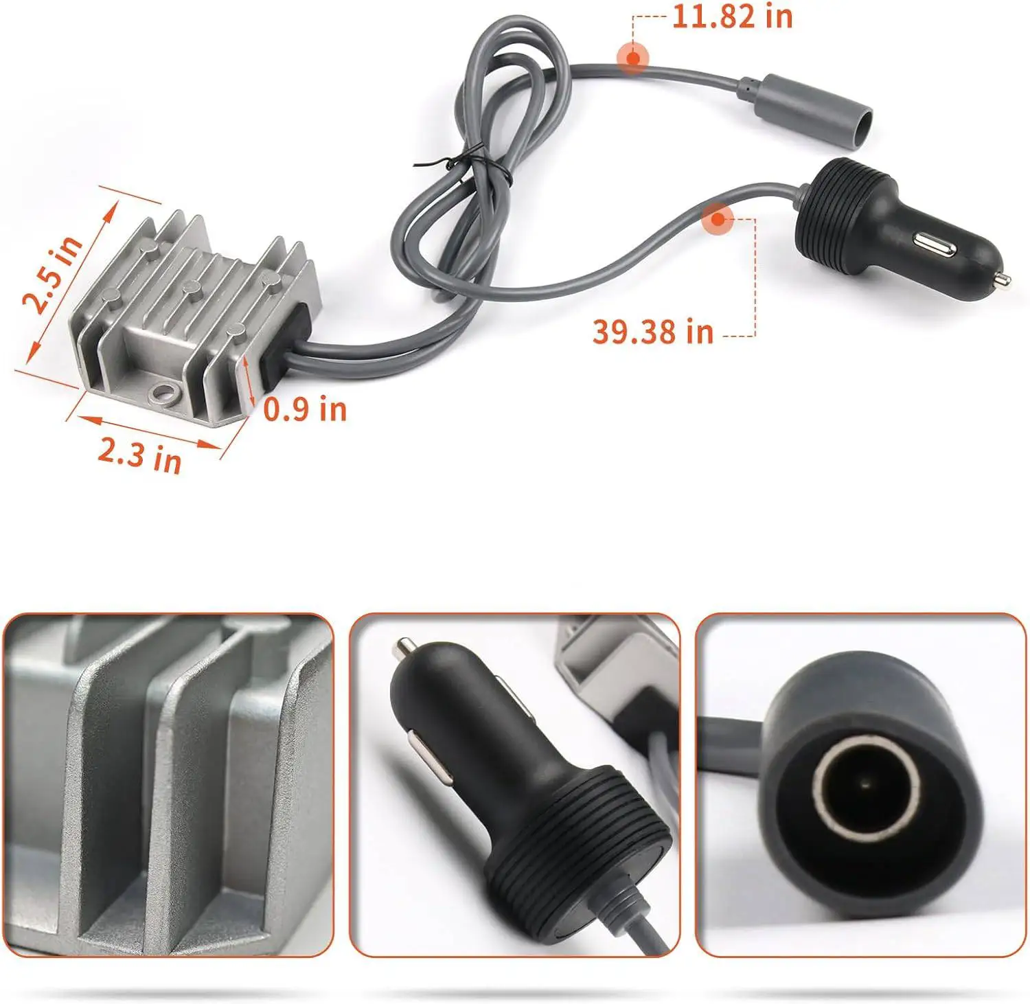 12V Power Adapter with Cigarette Lighter Plug for   Converter Cable 12-24V to 30V 3.5A for DC5.5*2.1 Router Car Charger