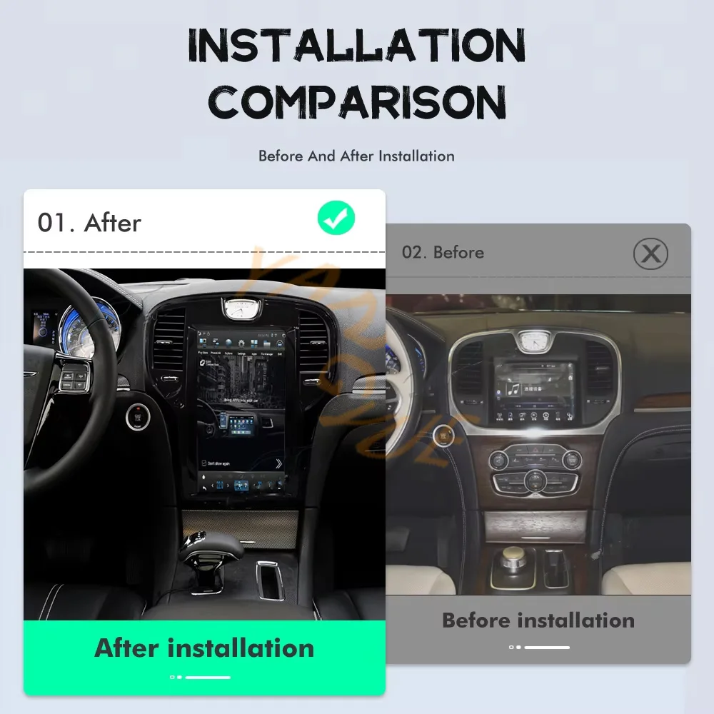 شاشة 13.6 بوصة تعمل باللمس لكرايسلر 300C 2012-2019 Carplay نظام تحديد المواقع والملاحة أندرويد 13 وحدة مشغل راديو الوسائط المتعددة للسيارة 4G WIFI AI