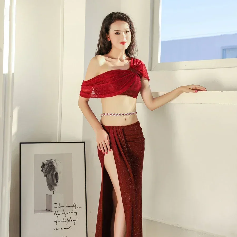 Nuovo costume di danza del ventre femminile elegante dea danza orientale pop canzone tuta da allenamento per le donne abbigliamento di danza del ventre gonna superiore