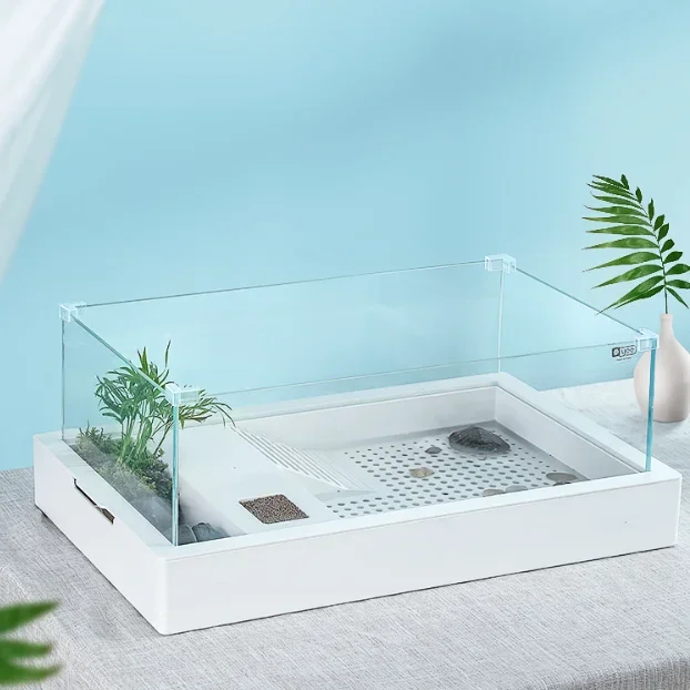 

2022 New Large Landscape Eco-tank Reptile Rearing Box Home Glass Turtle Snake Isolation Box Natural Pet Cages