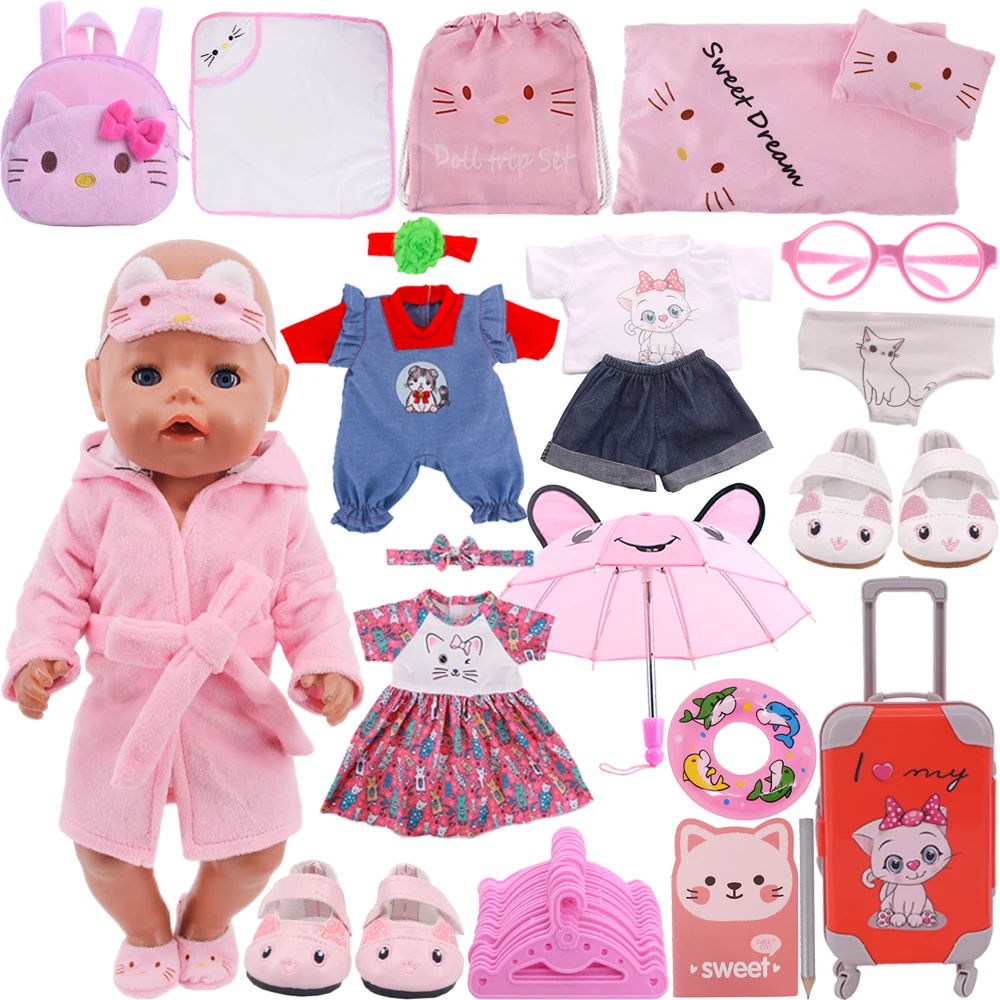 Cute Kitty Doll Clothes Dress Accessories For Born Baby 43cm Items & 18 Inch American Doll Girl's Toys & Our Generation,Gift