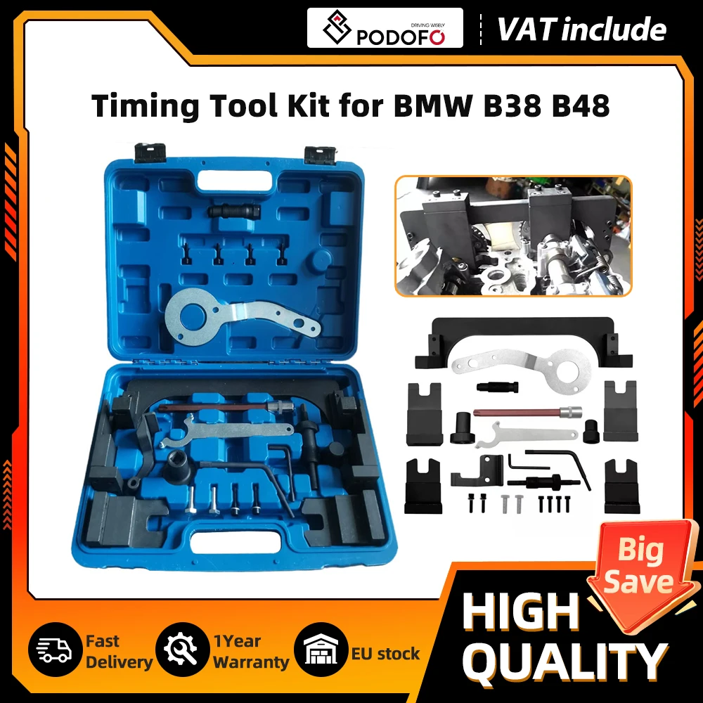 Kit Professionale di Attrezzi per la Regolazione del Motore Podofo per BMW Serie 3/5 | Compatibile con motori B38 B48 2.0T e B58 3.0T