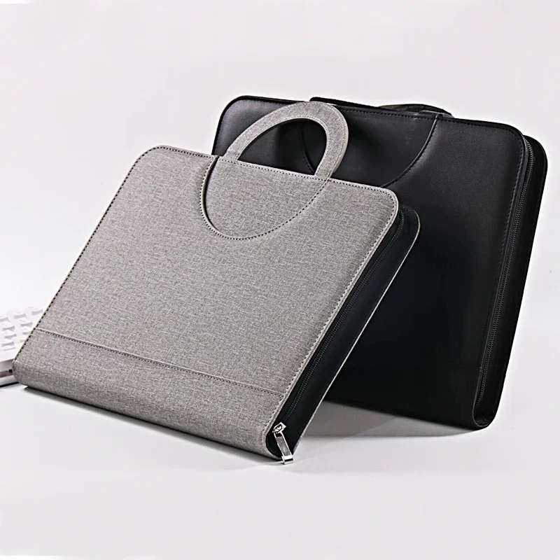 Imagem -05 - Portable pu Leather Pasta Pasta de Arquivo com Calculadora Fichário Gerente do Organizador Office Document Pad pc a4