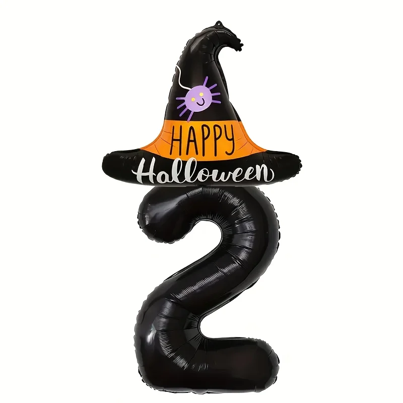 Halloween Schwarzer Hexenhut-Ballon mit 32-Zoll Schwarzen Zahlenballons Halloween-Themen Geburtstagsdekoration Hintergrundballons – Detail 4