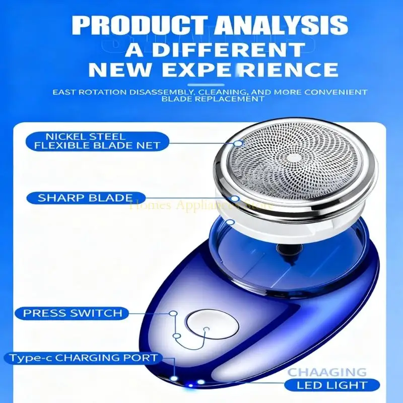 D0AB حجم الجيب الكهربائية الرجال ماكينة حلاقة الرطب والجاف المتقلب ماكينة حلاقة المحمولة انفصال قابل للغسل رئيس اللحية شفرات #1