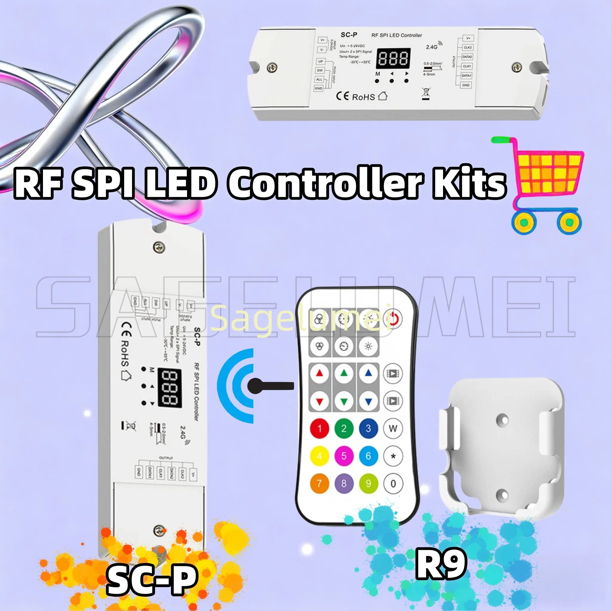 DC5V-24V RF SPI LED Controller SC-P RGB/RGBW Controller dengan Remote Control untuk WS2812B WS2811 SK6812 LED Strip Addressable Light