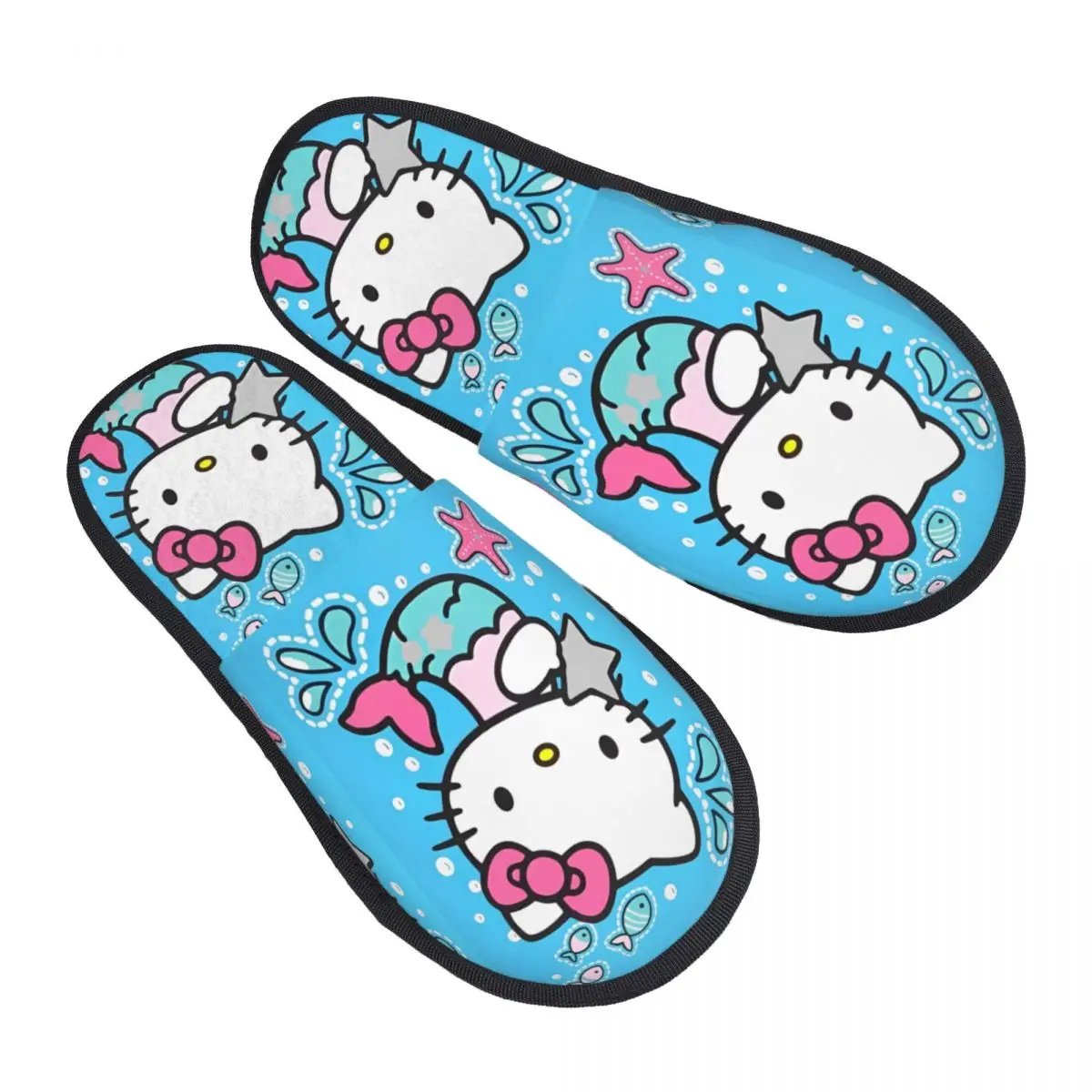 Hallo Kitty Meerjungfrauen Meer Winter Haus Hausschuhe Schlafzimmer Cartoon Weiche Haushalts Fell Hausschuhe Rutschen Anti-skid