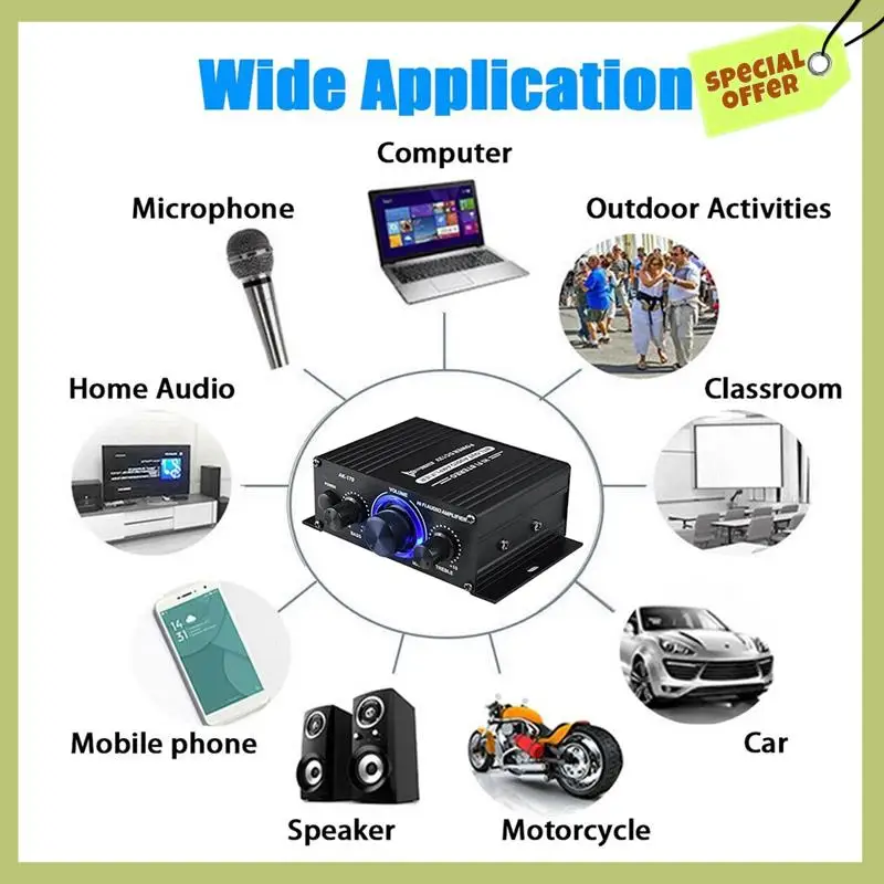 Advanced Wireless Hifi Stereo Audio Power Amplifier Home Car Amplifier Audio Power Amplifier With RCA Input