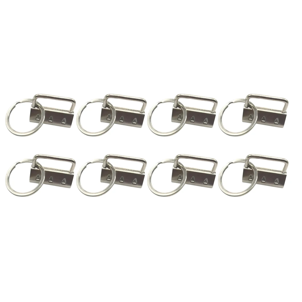 

50pcs Webbing Clamp Key Fob Hardware Silver Metal Wristlet Pouch Keychain Durable Rustproof Jewelry Accessories