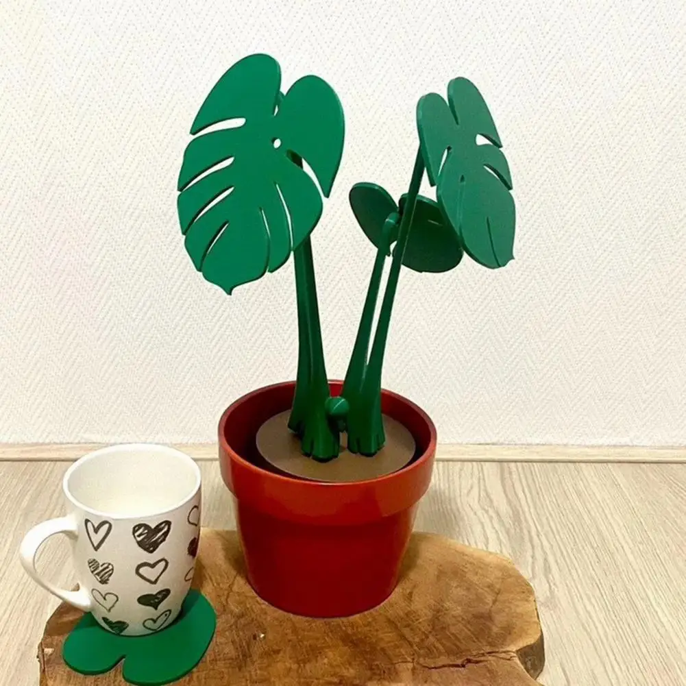 

Elegant Plant Decor Modern 3d Printed Monstera Coaster Plant Ornament with Built-in Coaster Leaves for Indoor Decor Artificial