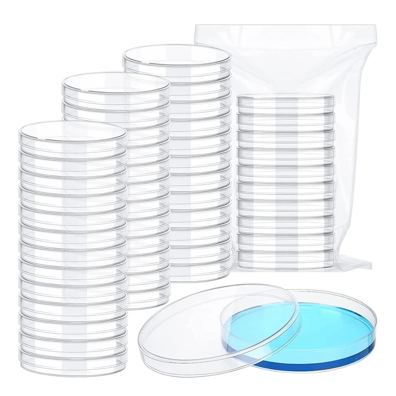 120 Pack Sterile Plastic Petri Dishes With Lid, 90 X 15 Mm Clear Lab Petri Dishes Cell Culture Dishes