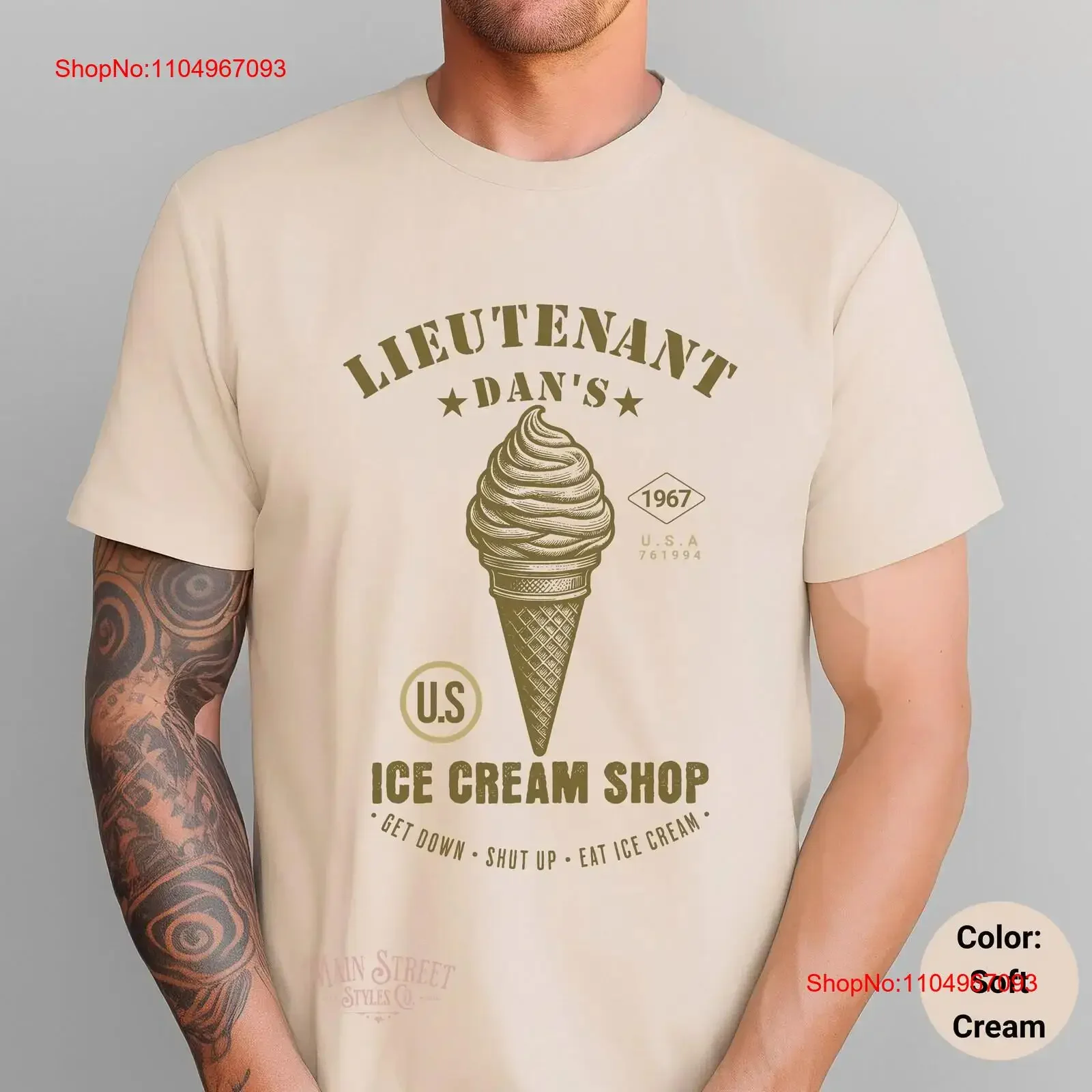 Forrest Gump T Shirt Adult Lieutenant Dan Ice Cream Light Weight Jersey Military 90s Movie for Him vintage Washed Versatile