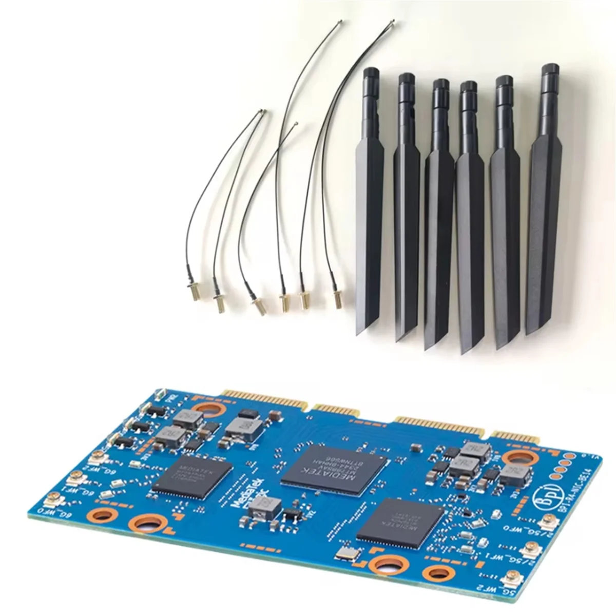 A49T For Banana Pi -R4-NIC-BE14 Wifi7 Module Accessories for -R4 MT7995AV Chipset 2 PCIe 3.0 Interface,6pcs Antenna