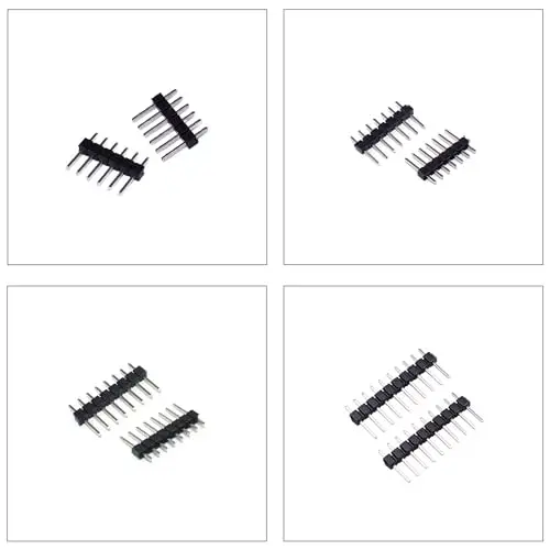 2.54mm Male Pin Header Kit, Single Row DIP Connector 2-12P Straight Pins for PCB Electronics DIY