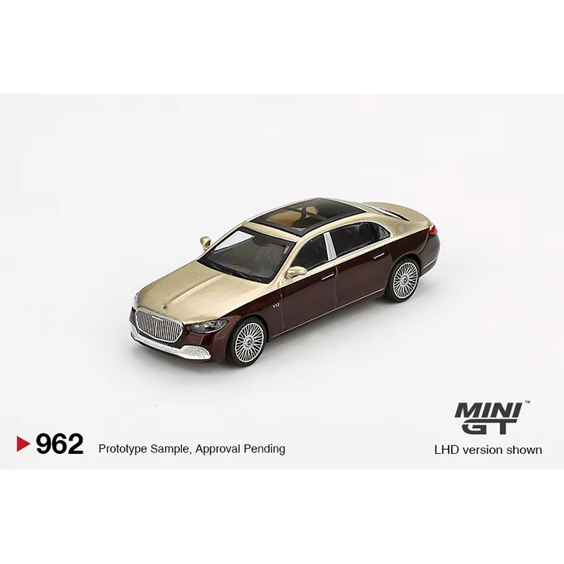 MINIGT 962 Dostępny 1:64 Mercedes Maybach S680 Złoto Ciemnoczerwony Metaliczny Model Odlewany Kolekcjonerski Zabawka