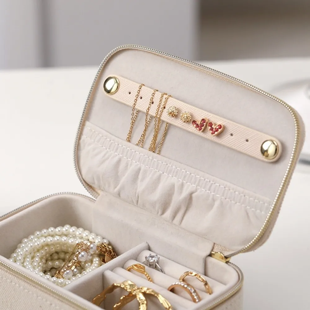 자수 보석 보관함 휴대용 정리함 귀걸이 목걸이 반지 보석함 지퍼 미니 보석 진열 케이스 선물