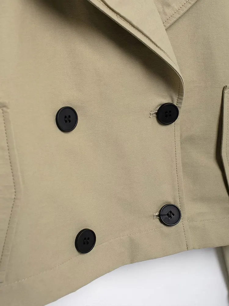 TRAF-Veste à Double Boutonnage pour Femme, Manteau Chic et Élégant, Couleur Unie, Manches Courtes et sulf, Collection Automne 2024