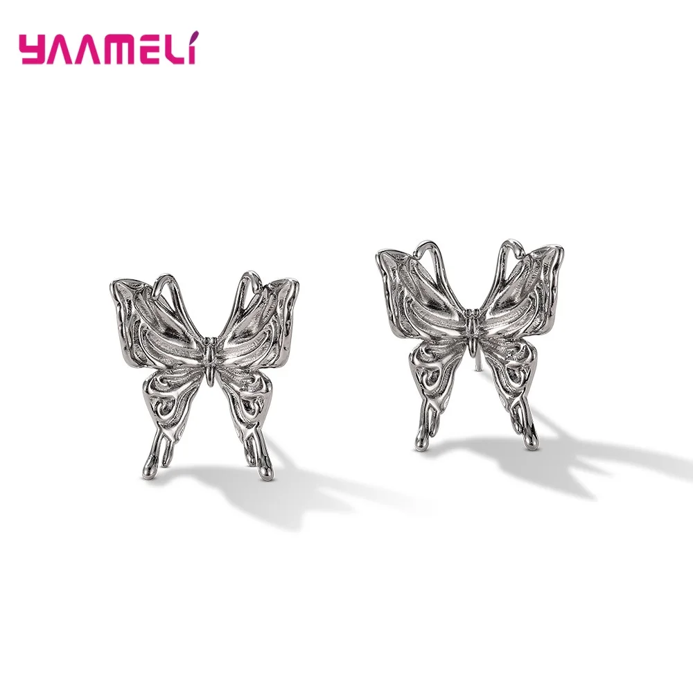 Hot Sale Women Earrings Fashion New Butterfly Design 925 Sterling Silver Jewelry for Wedding Engagement Anniversary Accessory