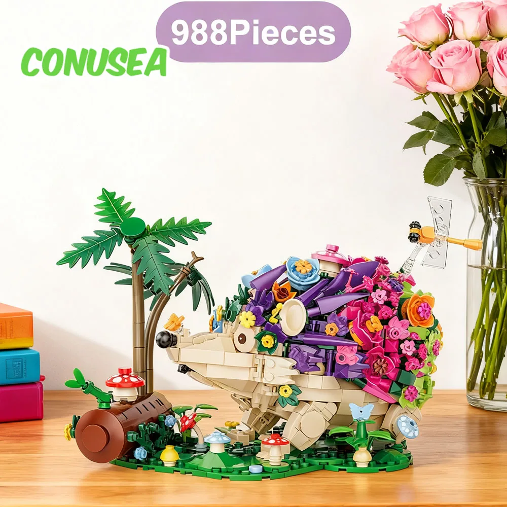 

Наборы строительных блоков с цветами и ежами, детские креативные насекомые, грибная модель животного, кирпичи «сделай сам», сборка, головоломки, игрушки для детей