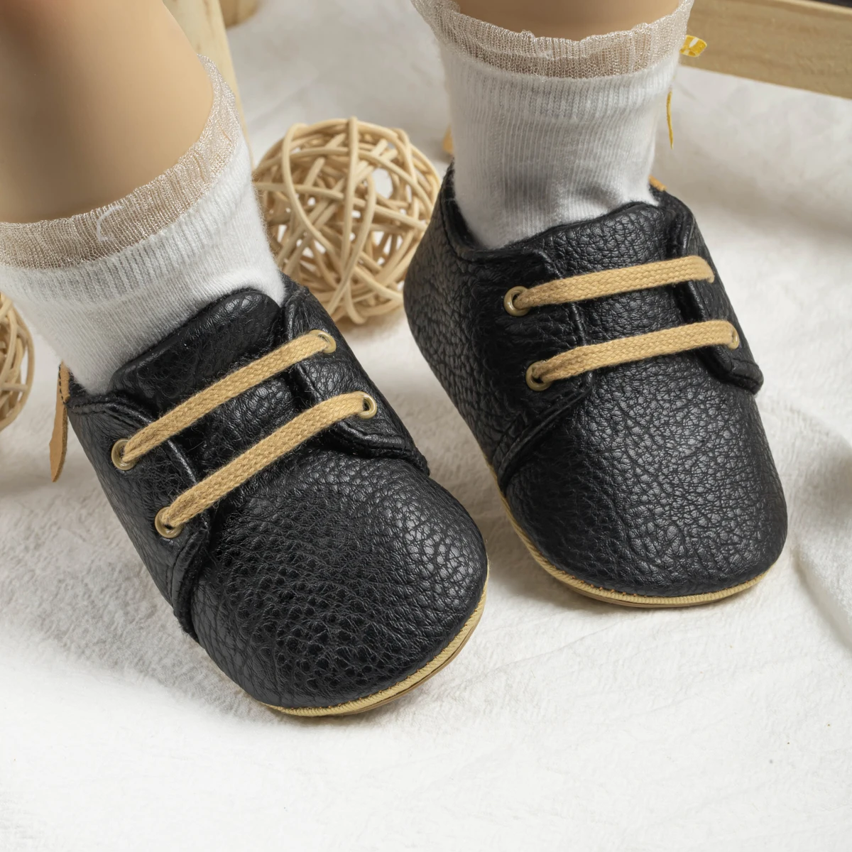 Meckior Baby Shoes Retro Leather Boy Girl Shoes Multicolor Toddler Rubber Sole Anti-slip First Walkers Infant Newborn shoes