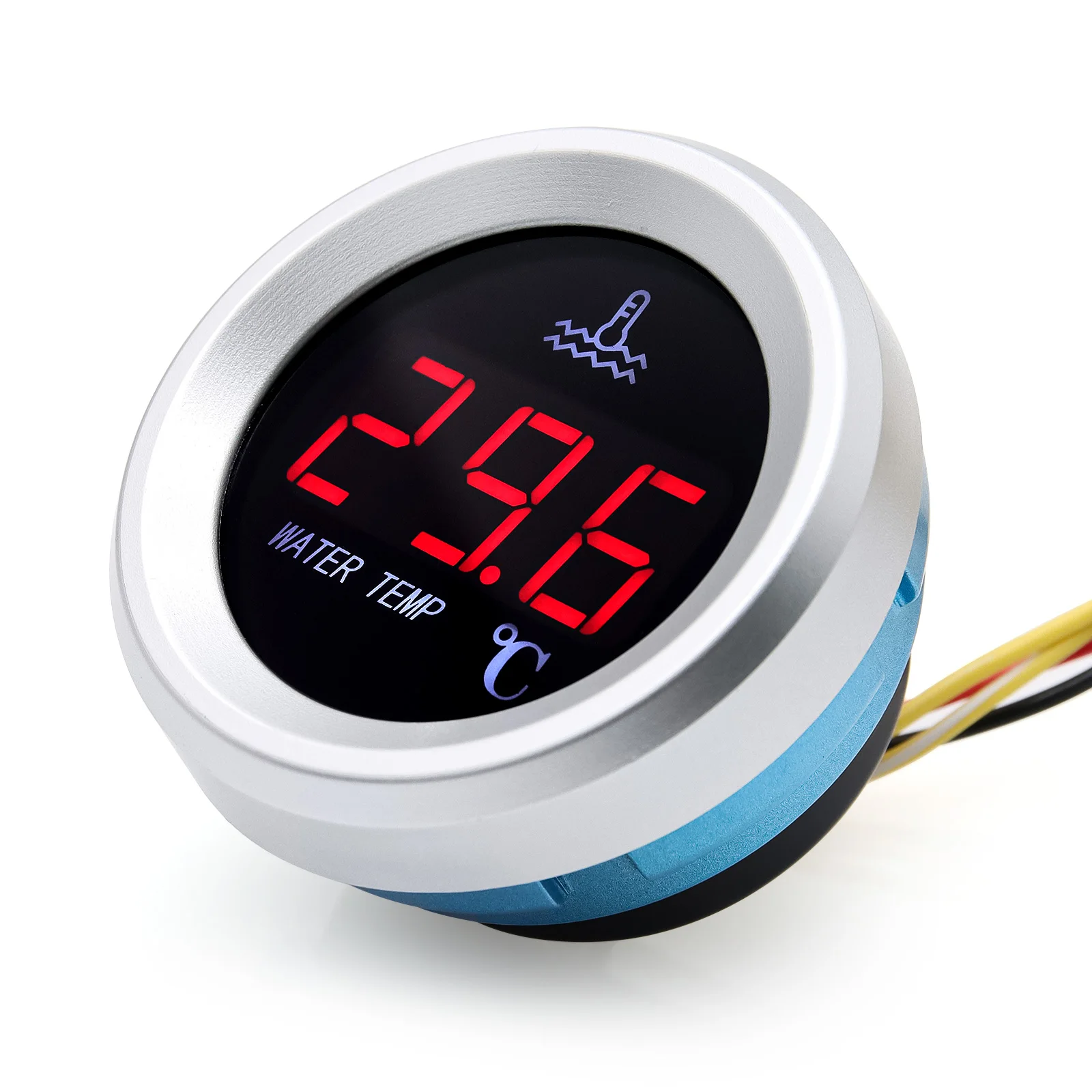 52mm Water Temperature Gauge With Alarm Car Digital Meter LED Display With Water Temp Sensor Thermometer For 12V 24V Car Boat