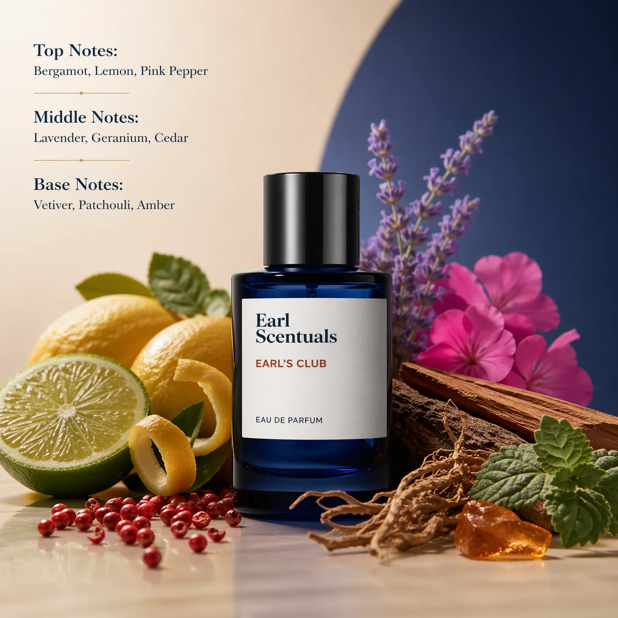 

Earl Scentuals Earl’s Club Eau De Parfum for Men Fresh Citrus Lavender Cedar Amber Scent Long Lasting Fragrance Spray Gift