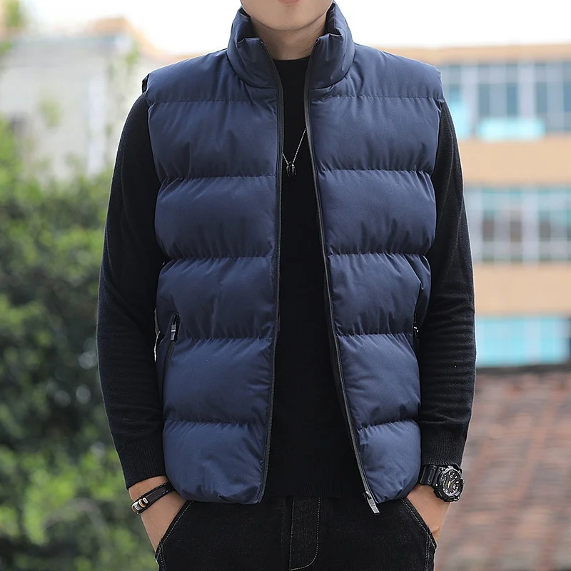 

Yu Zhaolin Thiened Cotton Vest Warm Student Winter Clothes Large Size Cotton Coat Busin Casual Long Sve Zipper Closure