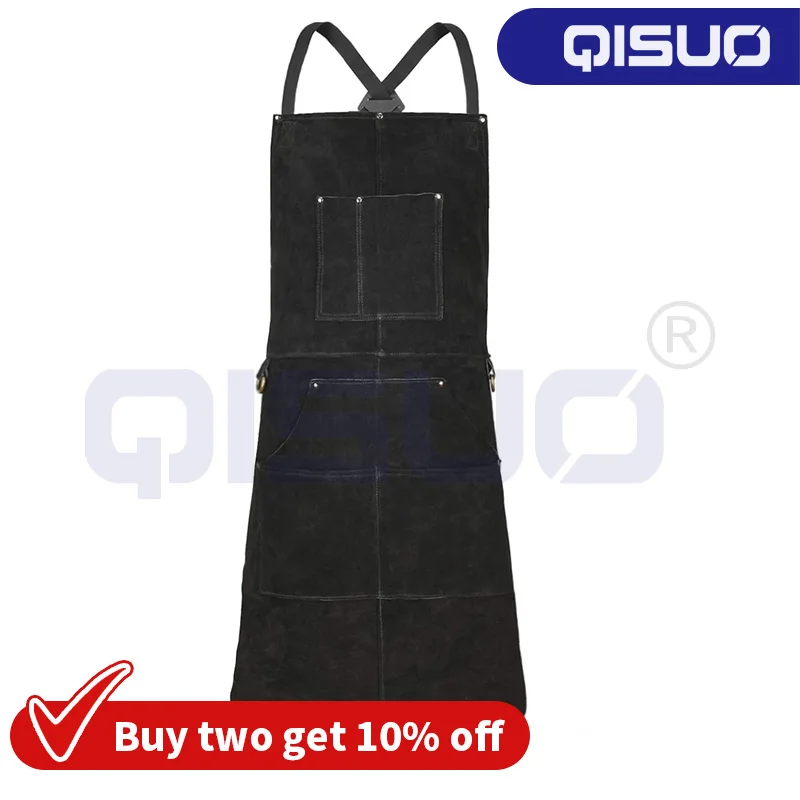 Welding argon arc welding high temperature resistant sleeves splash fire cowhide apron body electric welding protection welder l