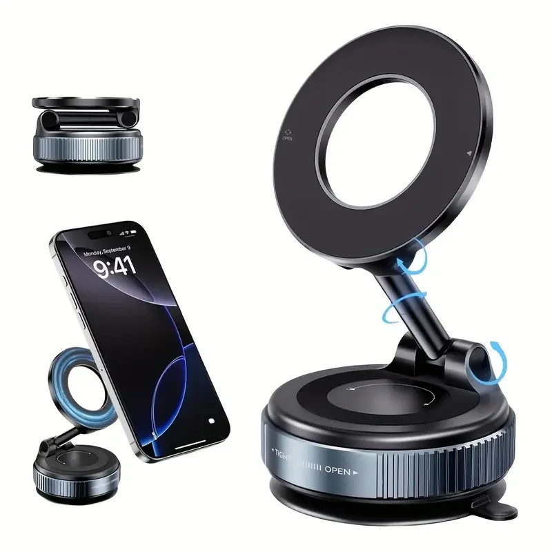 [Upgrade 360° °   Telefoonhouder] 360° °   Verstelbare vacuüm magnetische houder autotelefoonhouder Upgrade-versie Compatibel met autospiegels