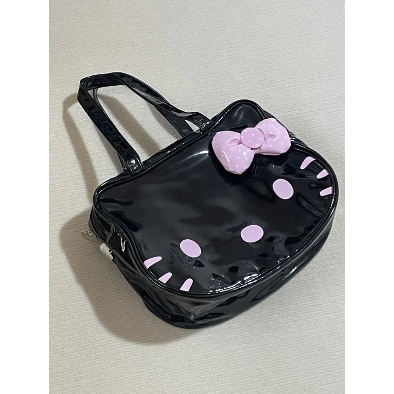 MINISO Bag Hello Kitty Anime Peripheral Personality Leisure Time Cartoon Fashion Bow The Single Shoulder Bag Zipper Hottie Cute