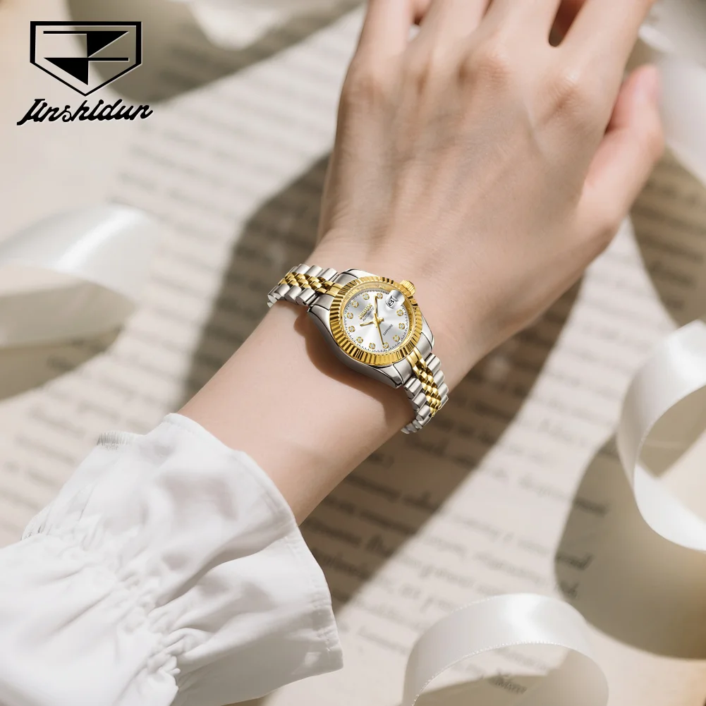 JSDUN 8737 Women Watches High Quality Luxury Elegant Original Mechanical Watch Small Dial Ladies Watch Steel Strap Gifts Box