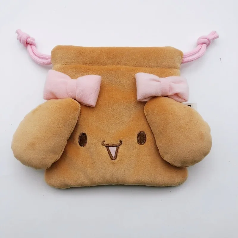 Sanrio Mocha Brown Rabbit Plush Pocket Storage Bag kawaii Black Furred Cinnamoroll Cartoon creative Large Capacity Organizer Bag