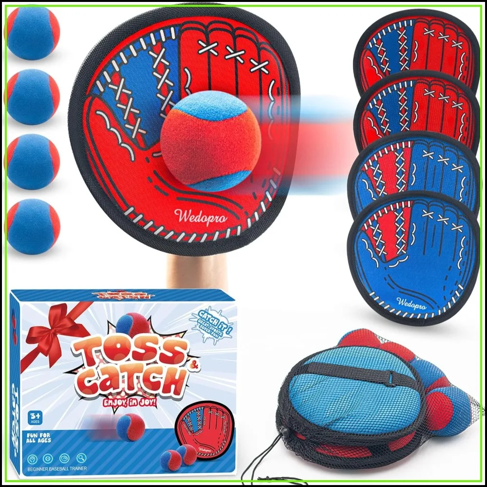 

Toss and Catch Ball Game, Kids Baseball Glove & Catch Toy, Outdoor Family Fun for Beach, Yard, Pool, Birthday Gift for Ages 3-12
