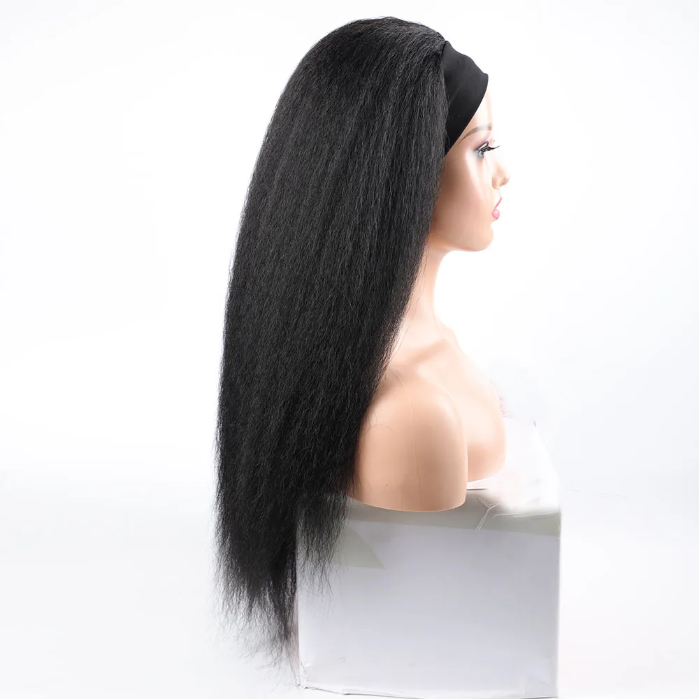 22 Zoll lange synthetische verworrene gerade Stirnband Perücken für Frauen Yaki gerade Perücken mit schwarzem Stirnband Afro synthetische Haar Perücken