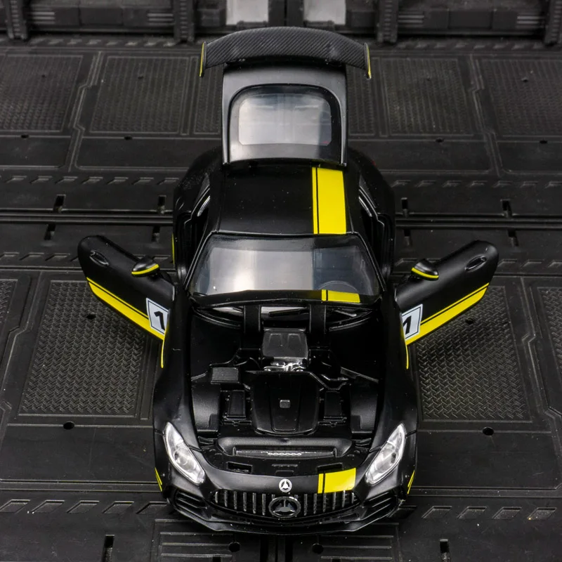 1:32 Mercedes Benz AMG GT puertas de modelo de coche de aleación y capó de motor, el maletero se puede abrir rico en detalles, finamente elaborado